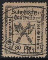 80 Cts. Fiskalmarke der Gemeinde BIEL / BIENNE