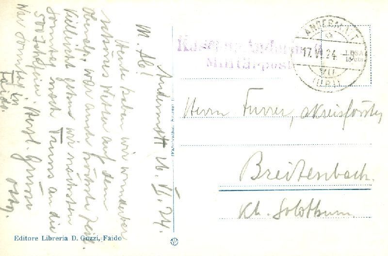 Cartoline postali: Faido -Veduta Generale +1924 Feldpost – Usato da Emmenbrücke venduto da teestube 1