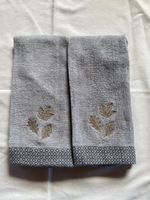 Soft Grey Fall Embroidered HandTowels 2x, 100%cotton 50x28cm