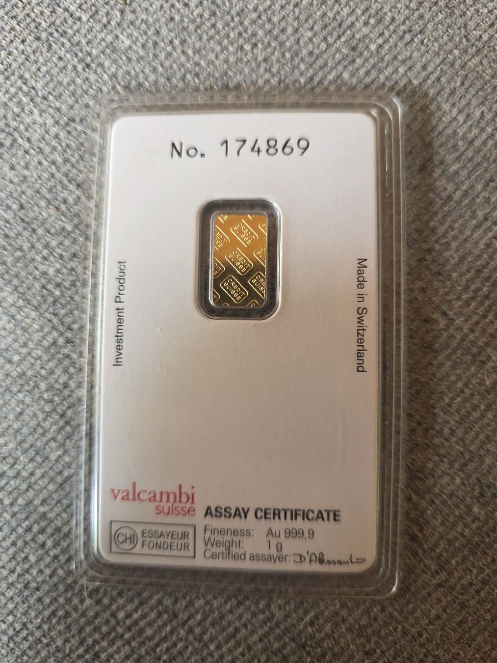 Métaux précieux: 1g Gold Credit Suisse – Neuf (Voir description) à Küblis par Yoshpeke 1