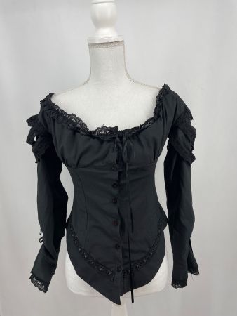 MARA MARGO Chemisier Epaule Nue Noir Ruban T38