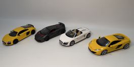 4x Modellautos 1:24 Audi R8 McLaren Lamborghini