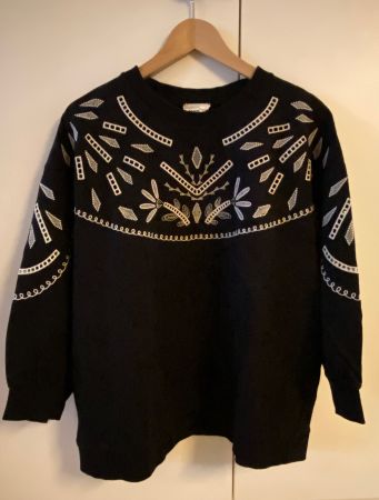 MAISON 123 Fara Sweat noir brodé et ajouré XL coton - NEUF