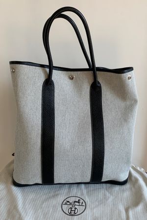 HERMES GARDEN PARTY Tote Bag en toile grise