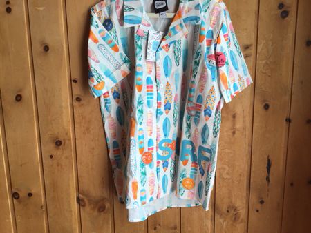 Hemd Surfen Print Jungen Kurzarm Weiss Gr.12/13 J. NEU