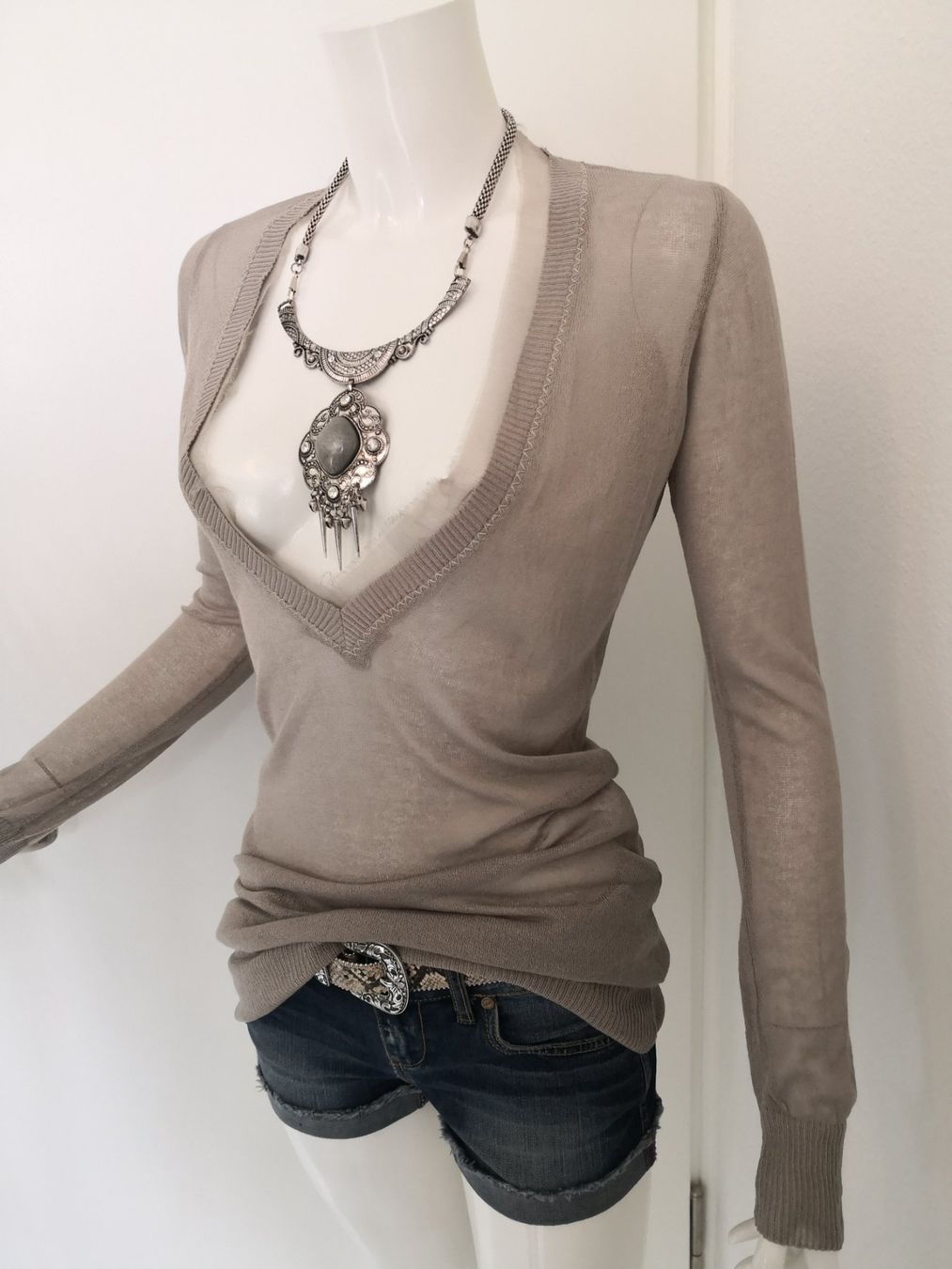 Pullover & Sweatshirts: 🤩POIS STRICK-PULLOVER BEIGE 100% SEIDE MIT CHIFFON-BORD – Neu (gemäss Beschreibung) aus Olten von Naja-Twins-Twins 5