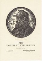 Original Holzschnitt zur Gottfried Keller-Feier 1919