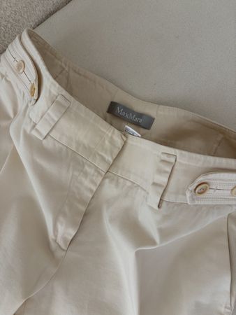 Max Mara Pantalon blanc cassé en coton premium