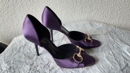 GUCCI Peeptoes Satin violett Gr. 39