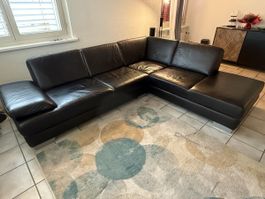 Ecksofa Leder schwarz gebraucht