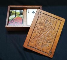 Vintage Holzschatulle mit Schnitzerei "Jasskarte"
