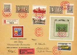 Genf 1943: schönes FDC mit Block und Blockausschnitten ZH