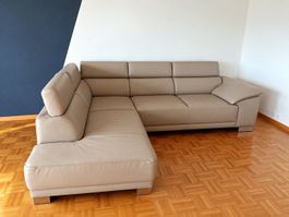 Echtleder Ecksofa Amore – Beige – 270 × 205 cm