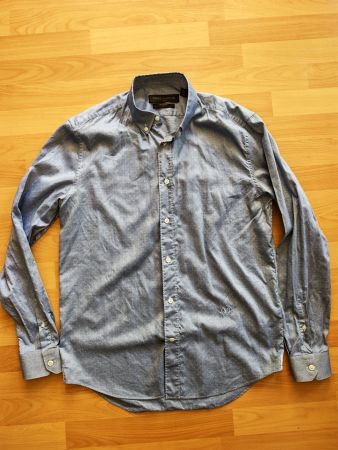 Original Louis Vuitton Micro Dot Hemd Jeansblau  Gr. L 40/41