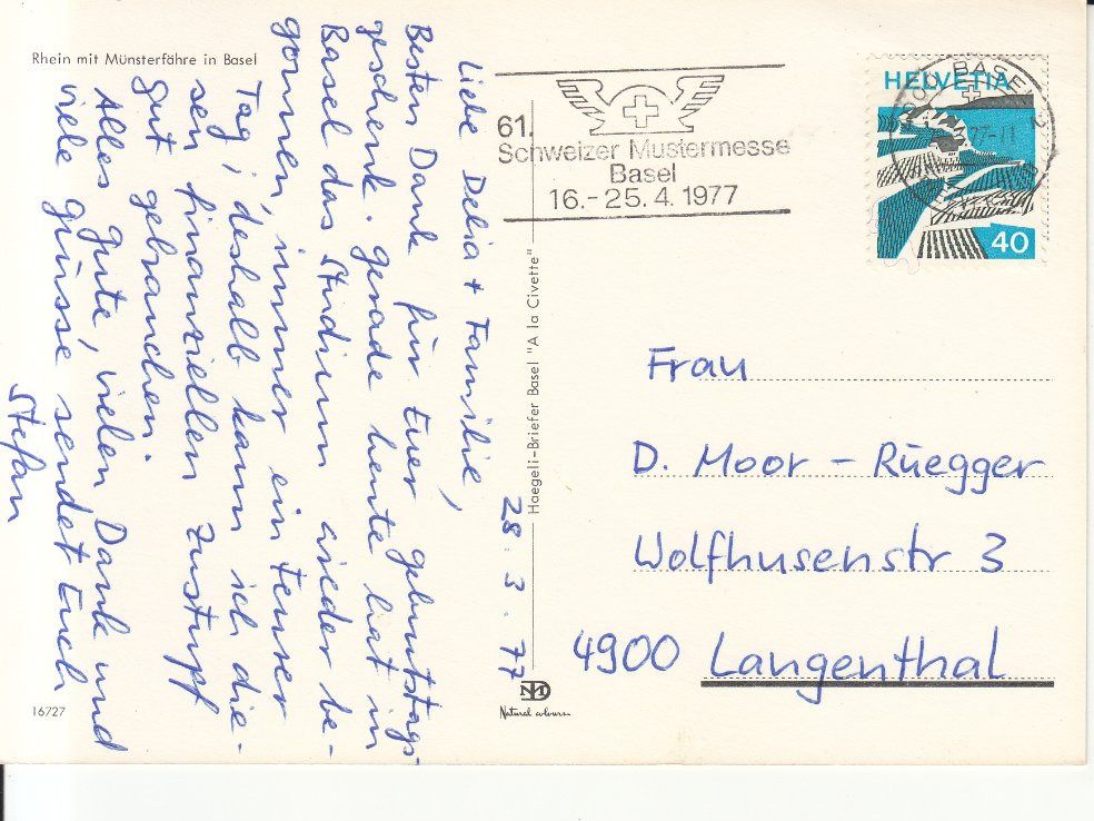 Cartoline postali: Basel Münsterfähre 1977 – Usato da Bürglen TG venduto da StampGraf 1