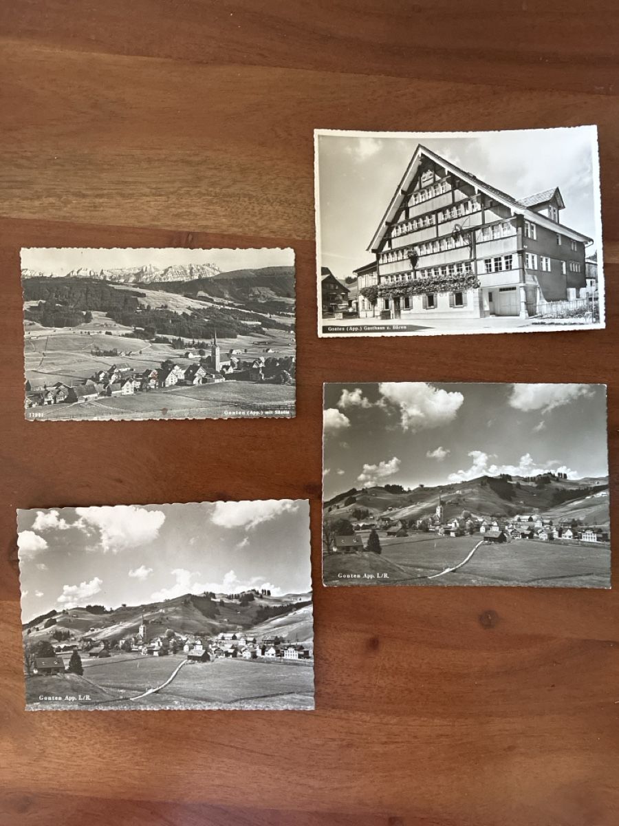 Cartoline postali: 4 Ansichtskarten Schweiz von Gonten AP – Usato da Oftringen venduto da Cla.vD.74