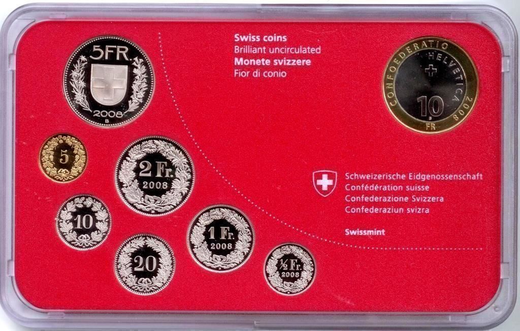 Toutes les monnaies: Schweizer Münzsatz 2008 stgl – Neuf avec emballage d'origine à Eggersriet par stamp303 1
