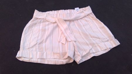 Short + ceinture beige & blanc ligné CHICOREE, taille L, NEW