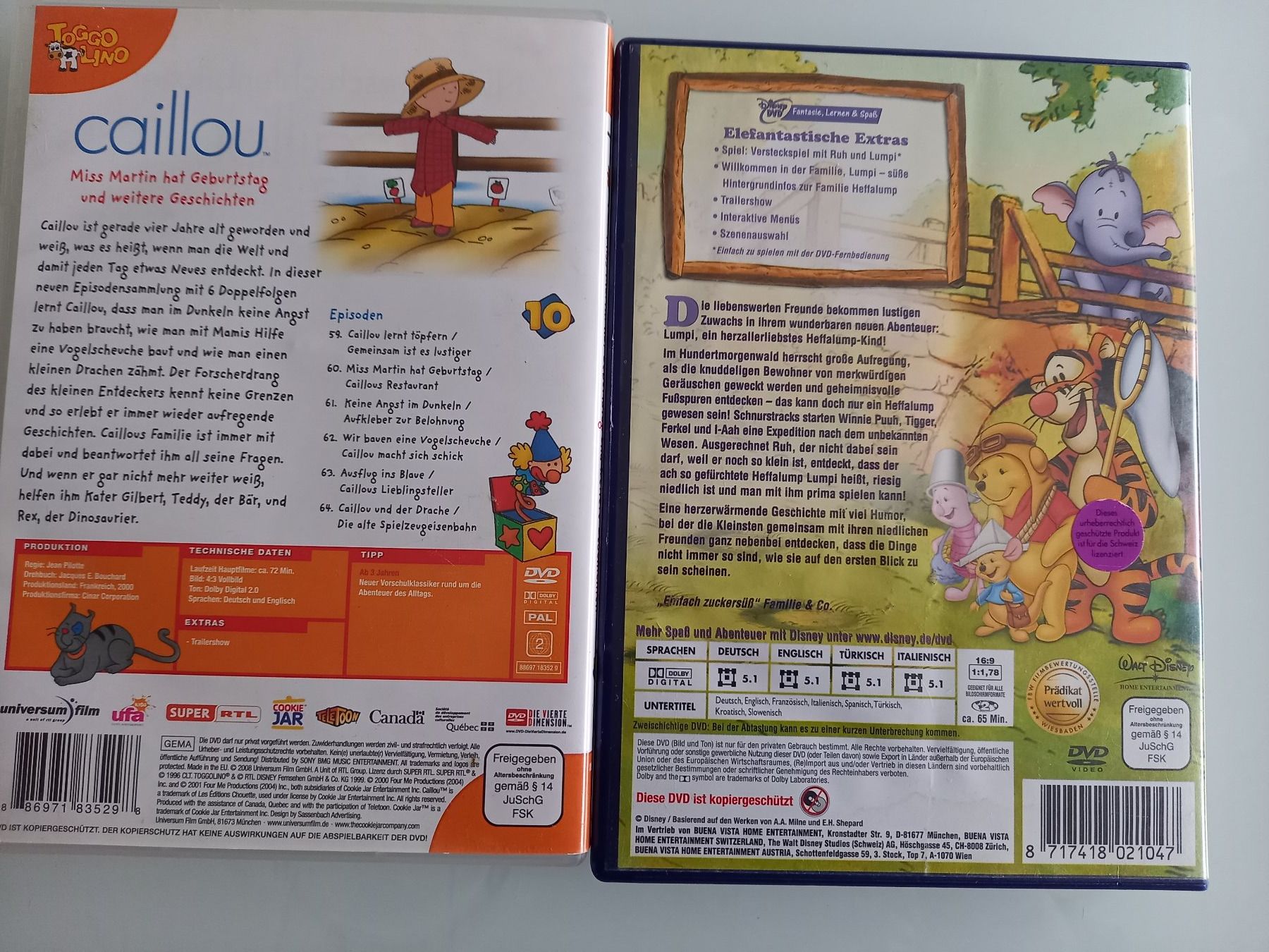 Tutti i DVDs: Set 2 DVD Winnie Puuh & Caillou – Usato da Unterengstringen venduto da saraman 1