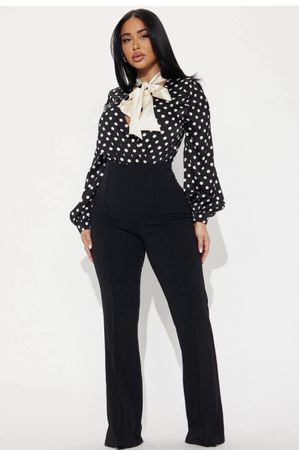 Damen Jumpsuit Schwarz Polka Dot Schleife Grösse 2xl NEU
