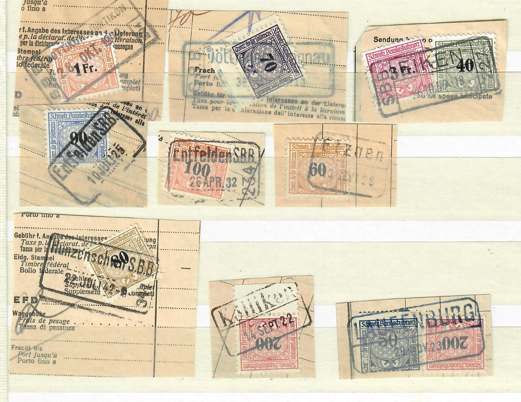 Tutti i francobolli: 1918: Eisenbahnmarken 42Stk. Brief abschnitte Vollstempel. – Nuovo (secondo la descrizione) da Endingen venduto da briefmarkenmeier57 2