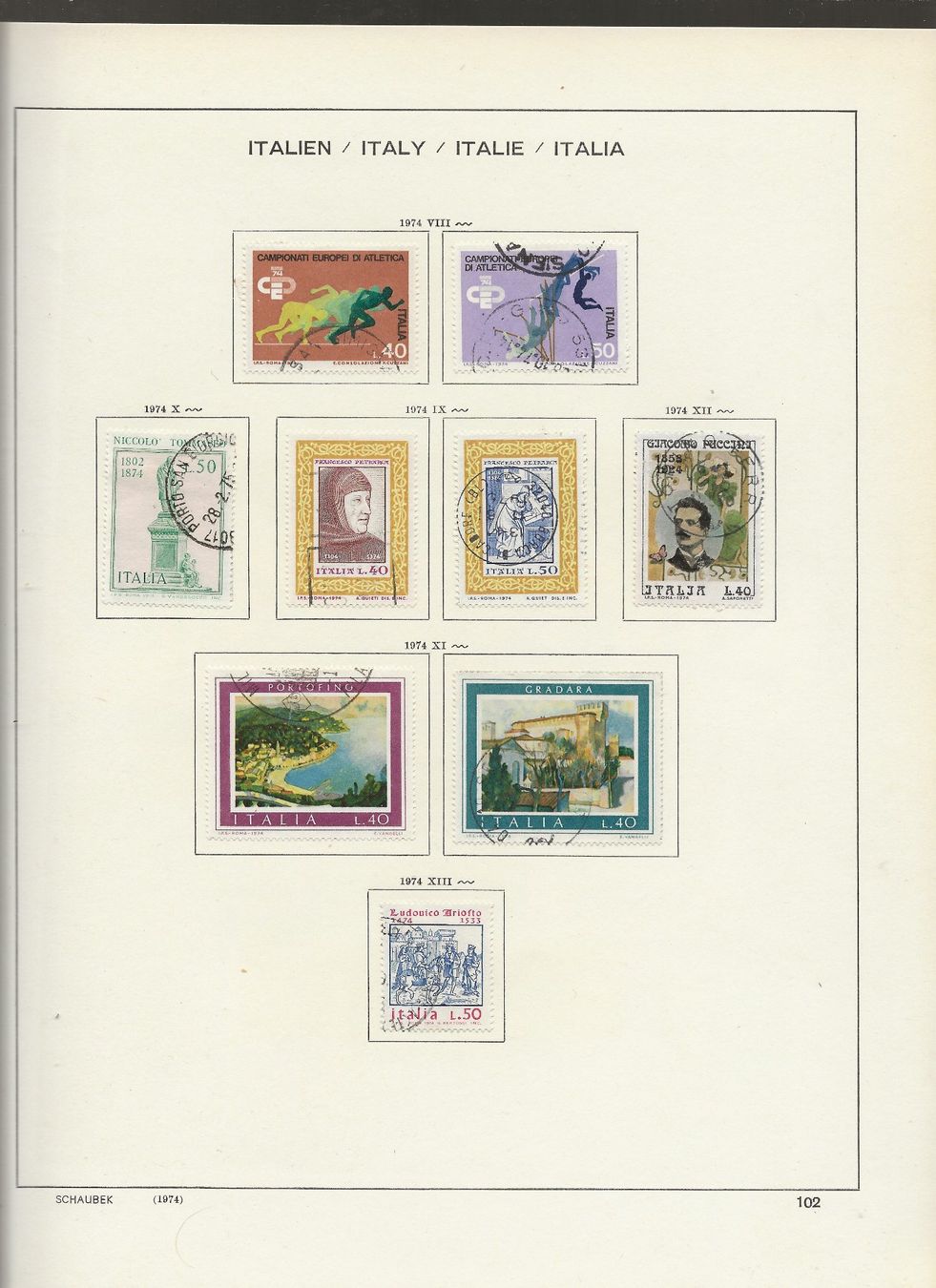 Tutti i francobolli: Marken Italien 1974 bis 1975 – Usato da Au ZH venduto da xelagreb01 1
