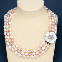Lila Pink Perlen Kette Echt 1cm Collier Perle Vrai Halskette