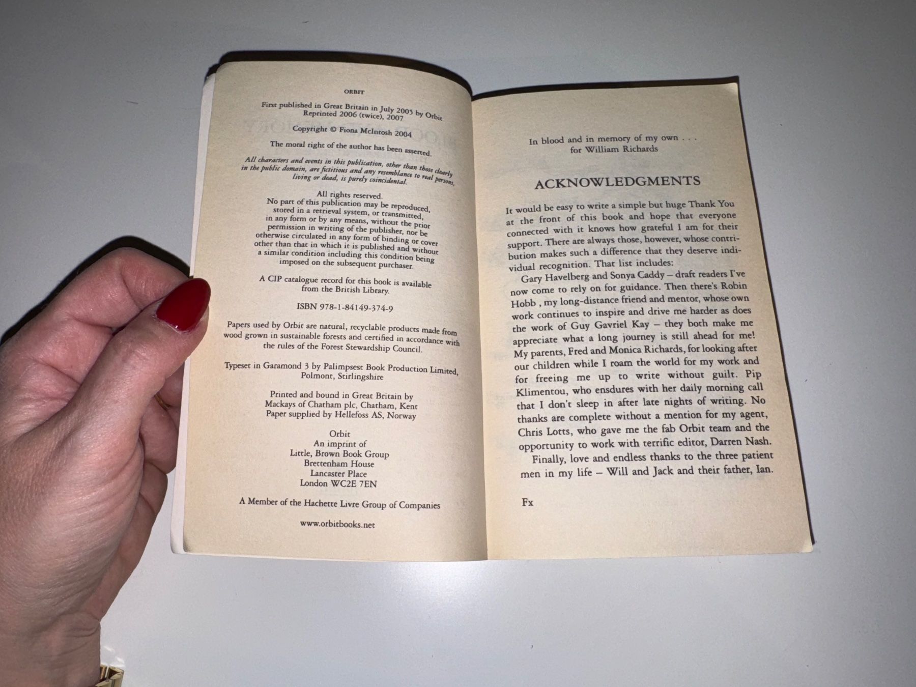 Bücher: NOVEL: Fiona McIntosh, Blood and memory – Gebraucht aus Grosswangen von English_books 3