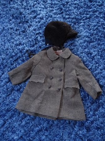 Herziges Kindermäntelchen mit Kunstfellkappe echt Vintage