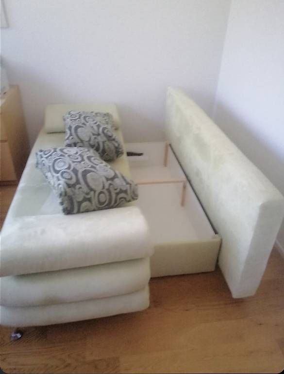 Divani: Hellgrünes Bettsofa mit Kissen – Usato da Sissach venduto da haesli19