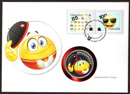 Münzbrief, toller Swiss-Emoji - Farb-Medaillen Numis