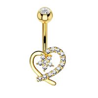Bauchnabelpiercing aus 316L Edelstahl mit Zirkonia-Herz