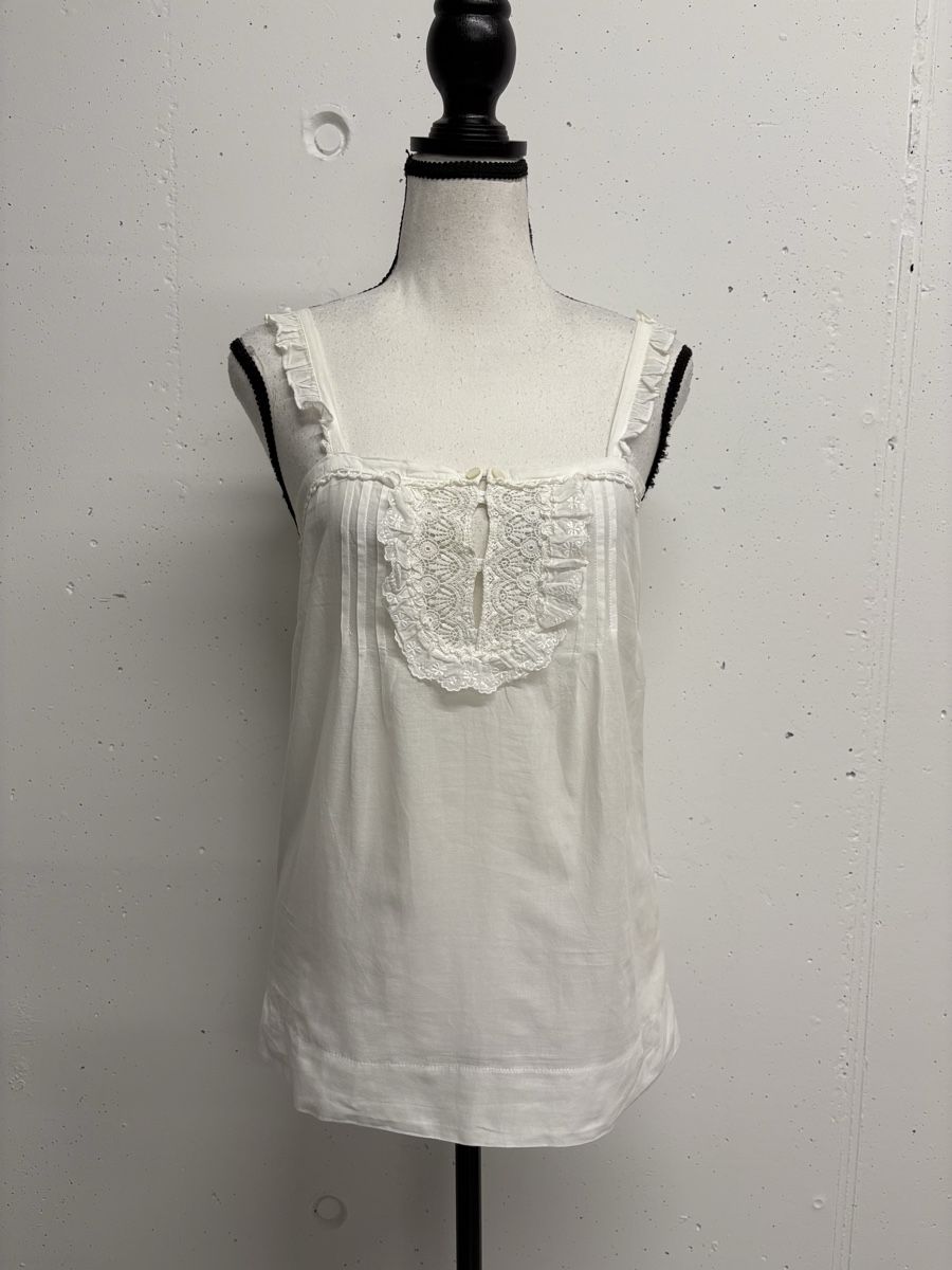 Sandro Top: Sandro Top Gr. 36 Weiss Boho Bluse ärmellos Baumwolle – Nuovo (secondo la descrizione) da Regensdorf venduto da secondchancefashion