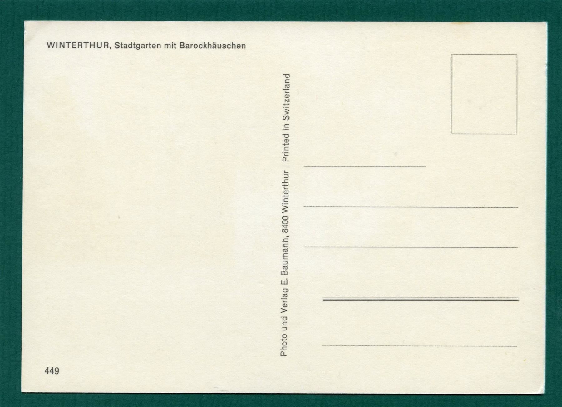 Cartoline postali: Winterthur, Stadtgarten mit Barockhäuschen, ungelaufen – Usato da Sargans venduto da Hausi1951 1