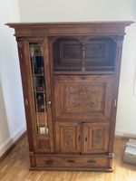 Sekretärschrank Nussbaumvitrine mit Klappe Schubladen