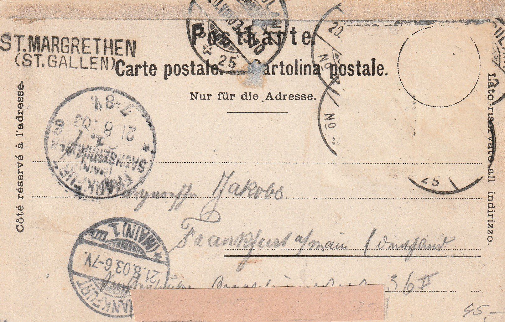 Ansichtskarten: St.Margrethen-1903 – Gebraucht aus uttwil von Koehlerfred 1