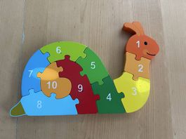 Kinderpuzzle Holz 1 - 10 Schnecke