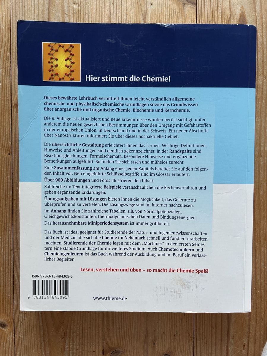 Libri: Chemie Mortimer/Müller 9. Auflage – Usato da Himmelried venduto da rasmus67 1