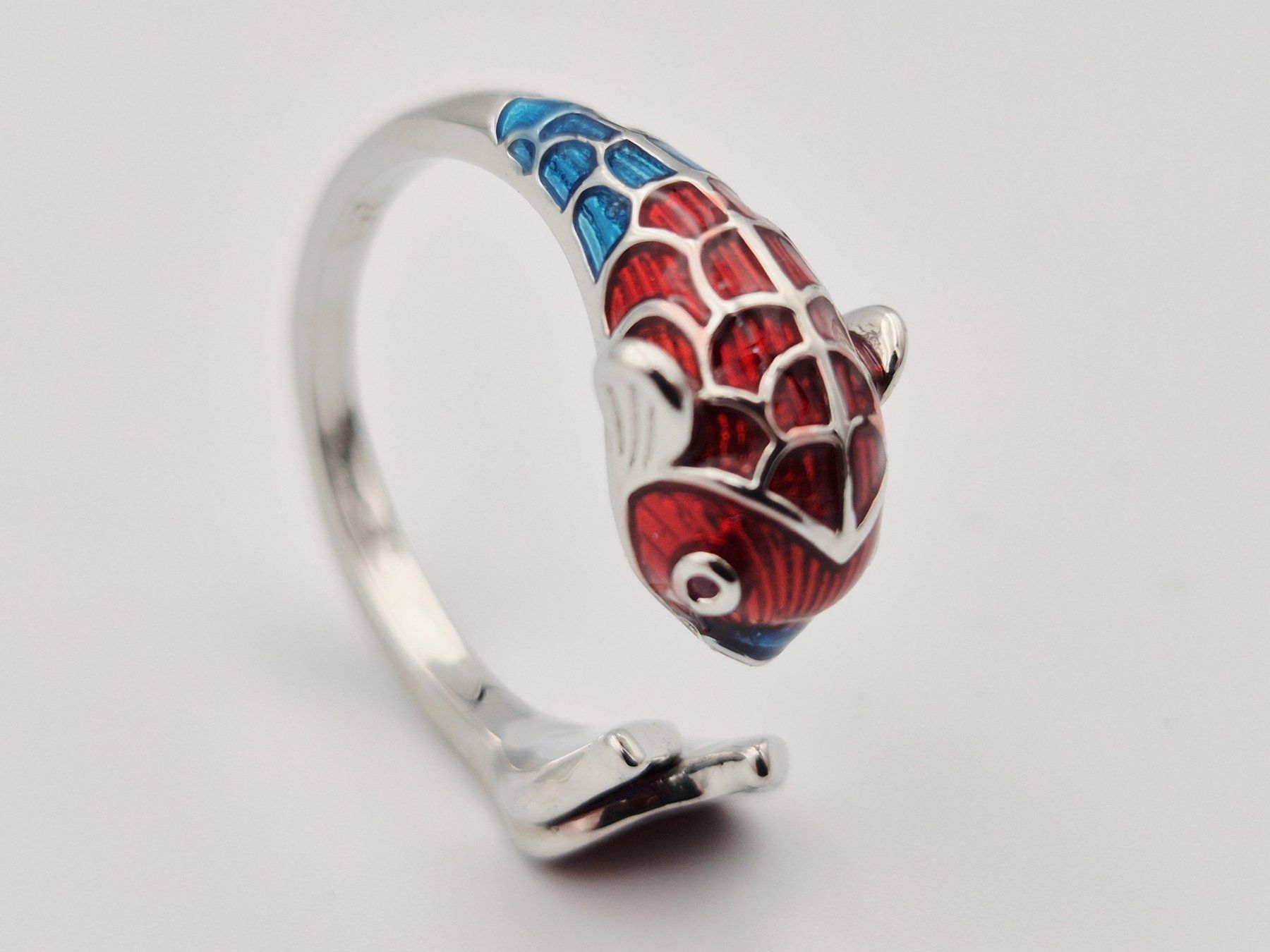 Anelli: Bague Poisson Koï Émaillée Rouge et Bleu Ajustable – Usato da Riddes venduto da flo_ngl8