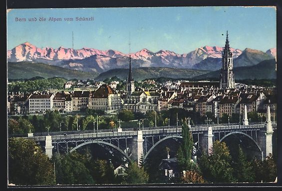Cartoline postali: Bern, Teilansicht und die Alpen vom Sch – Usato da Berlin venduto da bartko-reher