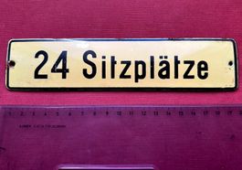 Antikes Hinweisschild, Emaille Eisenbahn oder Bus, Zug