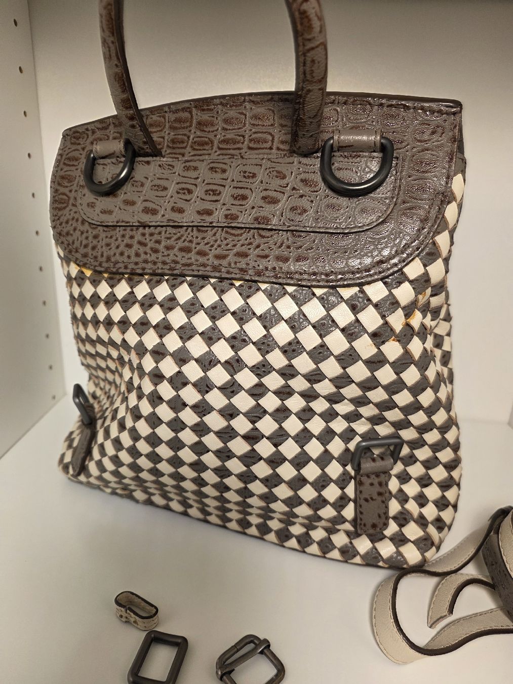 Rucksäcke: Woven Pattern Backpack Brown and White with Shoulder Strap – Gebraucht aus Dietikon von par_8zbj 4