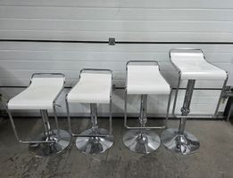 Barhocker 4 Stk. weiss/ chrom höhenverstellbar