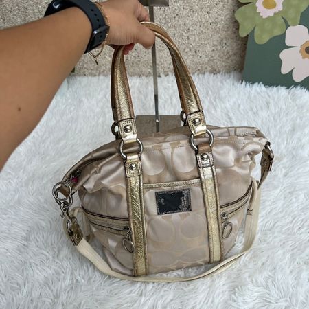 Coach Handtasche Beige GG Muster Damen Tasche 36x29cm