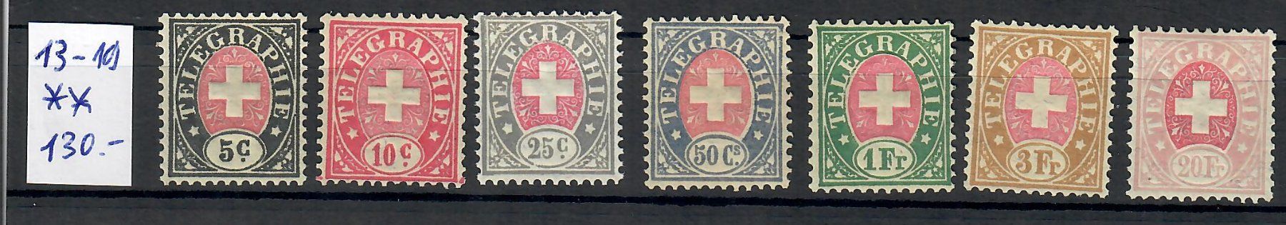 Alle Briefmarken: 1881: Telegraphenmarken 13-19 die Marken sind postfrisch. – Neu und originalverpackt aus Endingen von briefmarkenmeier57