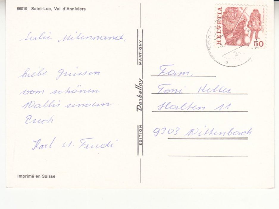 Cartoline postali: Saint Luc 1985 – Usato da Bürglen TG venduto da StampGraf 1