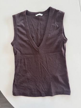 Damen Top Zara V-Ausschnitt Dunkelbraun Grösse S gebraucht