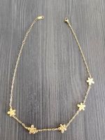Goldige Edelstahl Halskette mit Blumen