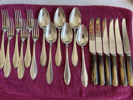 Vintage Besteck FOB 90, 45, Hornoptik, 16 teilig
