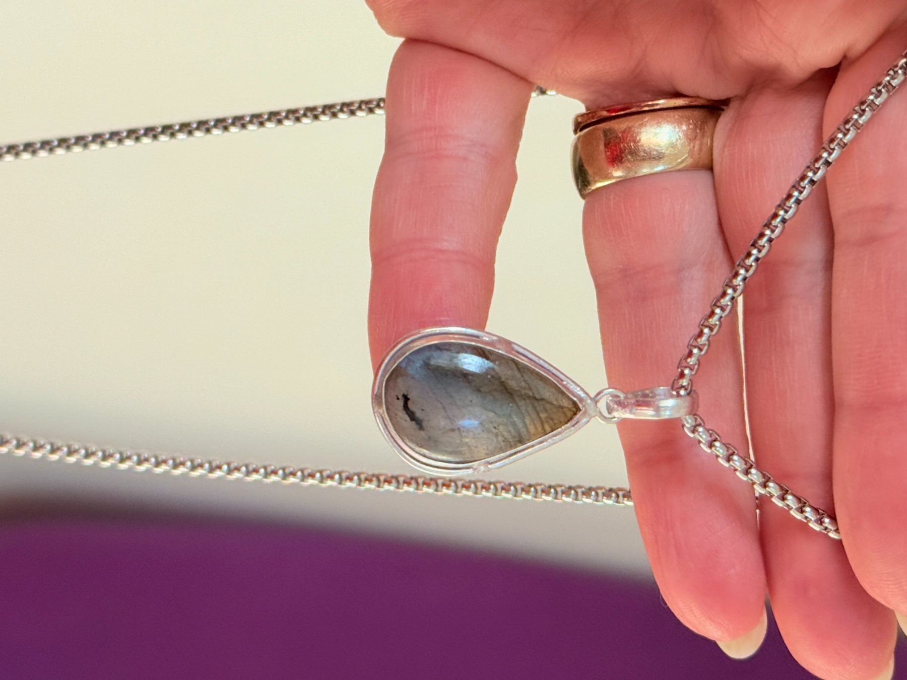 Catenine: Collier élégant avec Labradorite véritable, neuf! – Nuovo e nell'imballaggio originale da Genève venduto da AGBERG 4